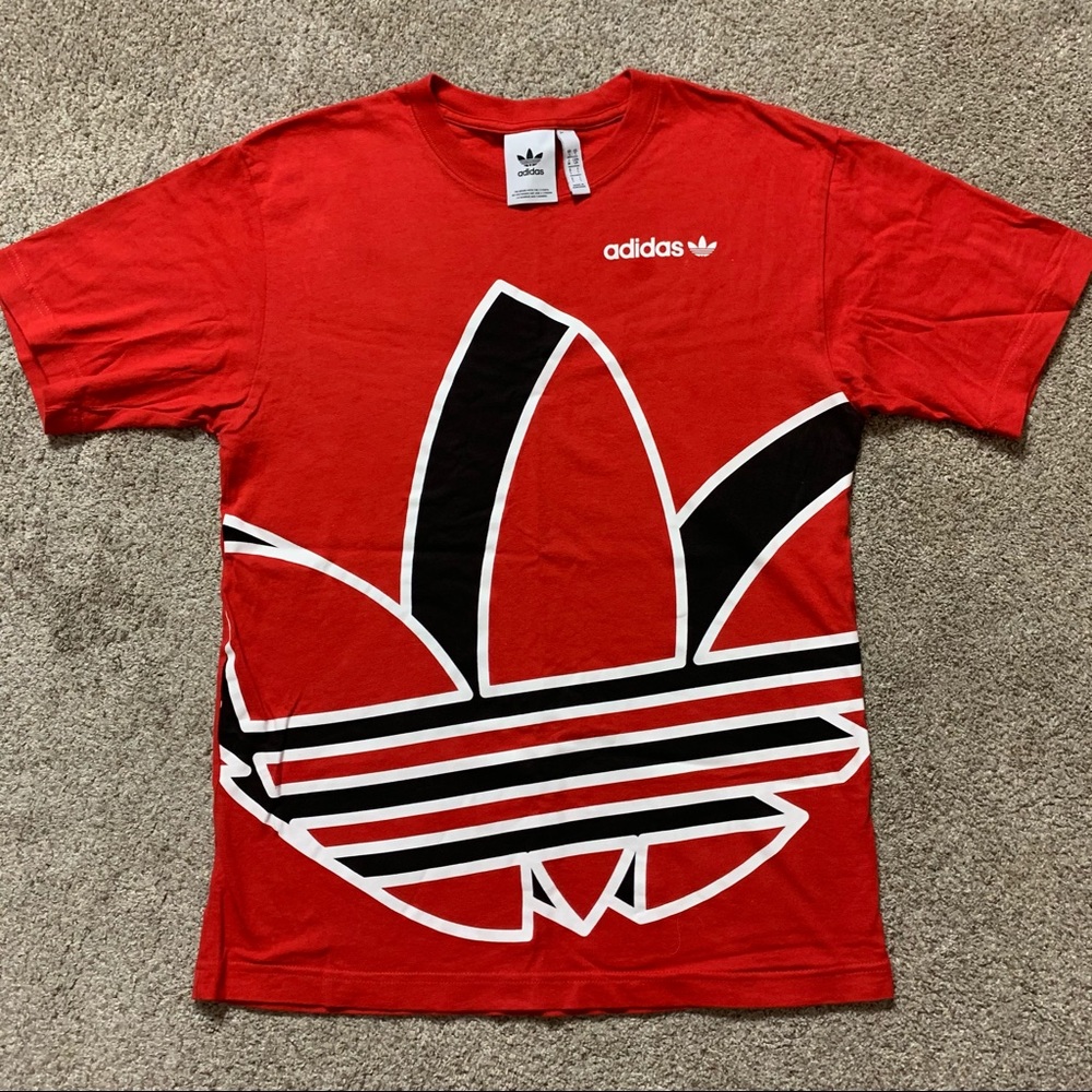 ADIDAS Red & Black TREFOIL Logo GRAPHIC T-Shirt TEE